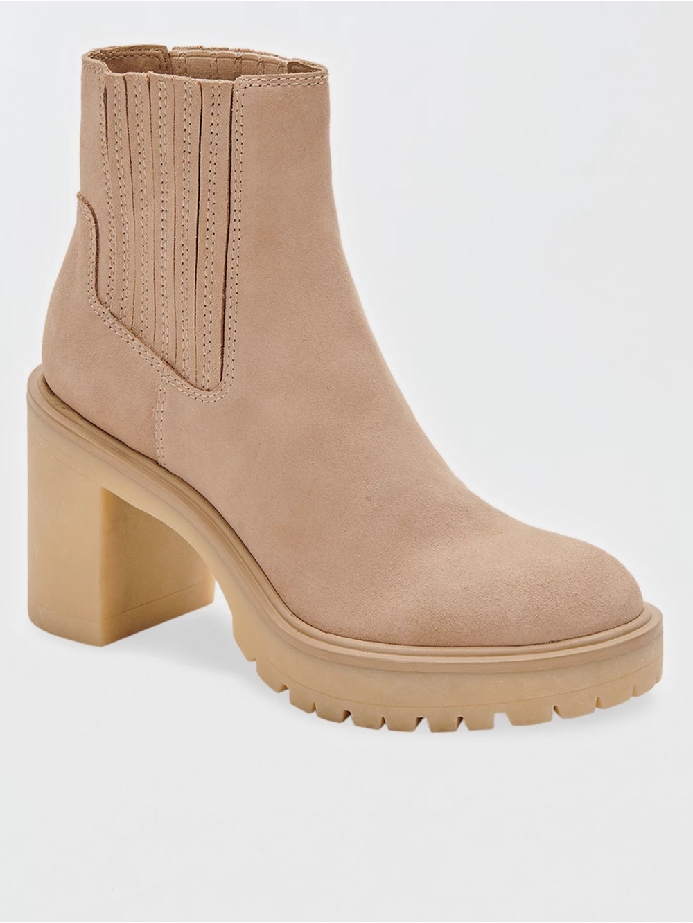 Dolce Vita Beige Chunky Heeled Chelsea Boot